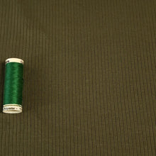 Load image into Gallery viewer, Ribbed Knit Fabric: Army Green Rib Knit Fabric Cotton Blend 4x2 Rib Knit Fabric. Soft and Fun, 4-Way Stretch, Sold by the 1/2 yard
