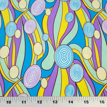 Load image into Gallery viewer, Swim Fabric Fun Colorful Swirl Print Swimsuit Fabric - Quality Nylon Spandex for Swimwear - 4 Way Stretch Fabric - Sold by the 1/2 Yard
