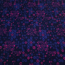 Load image into Gallery viewer, Swim Fabric - Neon Blue and Pink on Navy. Stunning and Pretty Nylon Spandex Fabric for Swimwear - 4 Way Stretch - Sold by the 1/2 Yard
