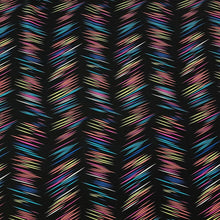 Load image into Gallery viewer, Swim Fabric - Black Swimsuit Fabric, Bright and Colorful Neon Stripes, Perfect for Swimwear Activewear- 4 Way Stretch - Sold by the 1/2 Yard
