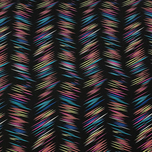 Swim Fabric - Black Swimsuit Fabric, Bright and Colorful Neon Stripes, Perfect for Swimwear Activewear- 4 Way Stretch - Sold by the 1/2 Yard