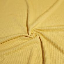 Load image into Gallery viewer, Waffle Thermal Knit Fabric, Very Soft Cotton Blend Butter Yellow Color Fabric, 4-Way Stretch- Deadstock Fabric,  Sold by the 1/2 Yard
