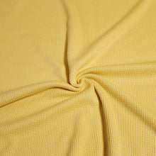 Load image into Gallery viewer, Waffle Thermal Knit Fabric, Very Soft Cotton Blend Butter Yellow Color Fabric, 4-Way Stretch- Deadstock Fabric,  Sold by the 1/2 Yard
