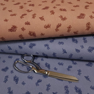 Linen Rayon Blend Fabric, Pretty Dainty Floral on Blue or Dusty Peach. Nice Breathable Fabric. No Stretch Woven, Sold by the 1/2 yard