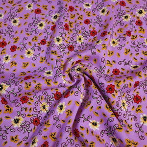 Rayon Challis Fabric, Sweet Summer Purple or Blue Dainty Floral Print. Light and Flowy Fabric. 100% Rayon Woven Fabric. Sold by the 1/2 yard