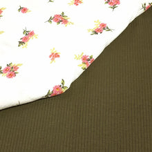 Load image into Gallery viewer, Ribbed Knit Fabric: Army Green Rib Knit Fabric Cotton Blend 4x2 Rib Knit Fabric. Soft and Fun, 4-Way Stretch, Sold by the 1/2 yard
