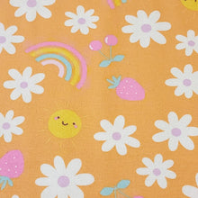 Load image into Gallery viewer, Cotton Knit Jersey Fabric, Summer Sunshine Flower Print, Children&#39;s Apparel, European Sourced Fabric, 4 Way Stretch, Sold by the 1/2 yard
