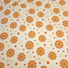 Load image into Gallery viewer, Cotton Knit Jersey Fabric, Cute Summer Smiley Flower Print, Children&#39;s Apparel, European Sourced Fabric, 4 Way Stretch, Sold by the 1/2 yard
