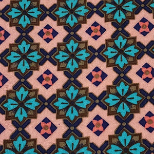 Rayon Challis Fabric, Pretty Pink and Teal Geometric Floral. Light and Flowy Fabric. 100% Rayon Woven Fabric. Sold by the 1/2 yard