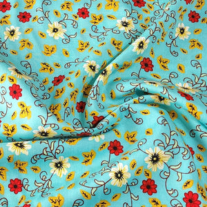 Rayon Challis Fabric, Sweet Summer Purple or Blue Dainty Floral Print. Light and Flowy Fabric. 100% Rayon Woven Fabric. Sold by the 1/2 yard