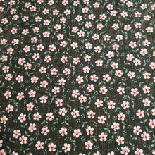 Load image into Gallery viewer, Ribbed Knit Fabric: Soft and Pretty 8x3 Green rib with pink/white ditsy floral. Great for any Season.  Sold by the 1/2 yard
