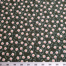 Load image into Gallery viewer, Ribbed Knit Fabric: Soft and Pretty 8x3 Green rib with pink/white ditsy floral. Great for any Season.  Sold by the 1/2 yard
