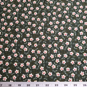 Ribbed Knit Fabric: Soft and Pretty 8x3 Green rib with pink/white ditsy floral. Great for any Season.  Sold by the 1/2 yard