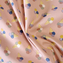 Load image into Gallery viewer, 57&quot; Cotton Poplin Fabric! Dusty Pink and Blue Ice Cream Cones, Cute and Fun Fabric,  57/59 inch wide Quality Fabric. Sold by the 1/2 yard.
