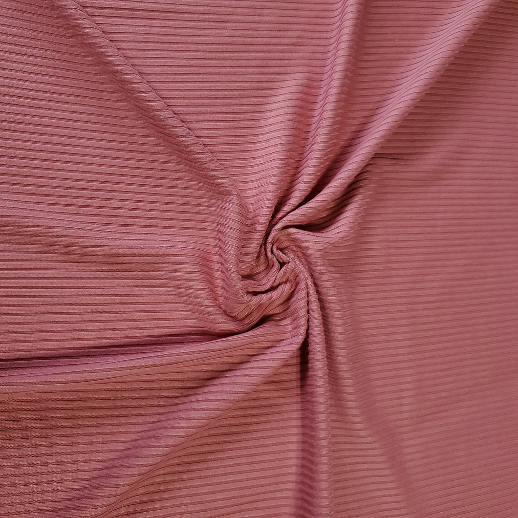 Ribbed Knit Fabric, 4x2 Rib, Soft, Rose Pink, Absolutely Beautiful and Versatile, Sold by the 1/2 yard