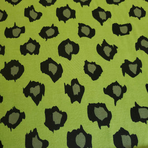 Cotton Spandex Knit Jersey Fabric, Riley Blake, Green and Black Leopard Print, Quality Stretch Knit, 4 Way Stretch, Sold by the 1/2 Yard