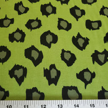 Load image into Gallery viewer, Cotton Spandex Knit Jersey Fabric, Riley Blake, Green and Black Leopard Print, Quality Stretch Knit, 4 Way Stretch, Sold by the 1/2 Yard
