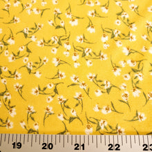 Load image into Gallery viewer, Double Brushed Poly, White floral print on Yellow, DBP Knit Fabric. Very Pretty and So Soft, 4-Way Stretch, Sold by the 1/2 yard
