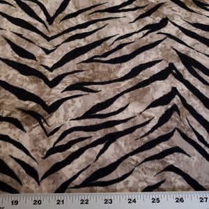 Double Brushed Poly, Black/Beige Zebra Animal Print, DBP Knit Fabric. Very Pretty and So Soft, 4-Way Stretch, Sold by the 1/2 yard