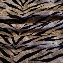 Load image into Gallery viewer, Double Brushed Poly, Black/Beige Zebra Animal Print, DBP Knit Fabric. Very Pretty and So Soft, 4-Way Stretch, Sold by the 1/2 yard
