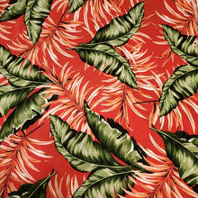 Load image into Gallery viewer, Pretty Red and Green Hawaiian Tropical Island Floral Print, Poly Spandex Knit Fabric, 2-Way Stretch and a Nice Drape, Sold By The 1/2 Yard
