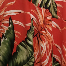 Load image into Gallery viewer, Pretty Red and Green Hawaiian Tropical Island Floral Print, Poly Spandex Knit Fabric, 2-Way Stretch and a Nice Drape, Sold By The 1/2 Yard
