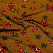 Load image into Gallery viewer, Viscose Spandex Euro Knit Fabric: Pretty Red Pink Floral, Excellent Quality Soft and Silky Fabric, 4-way stretch . Sold by the 1/2 yard.
