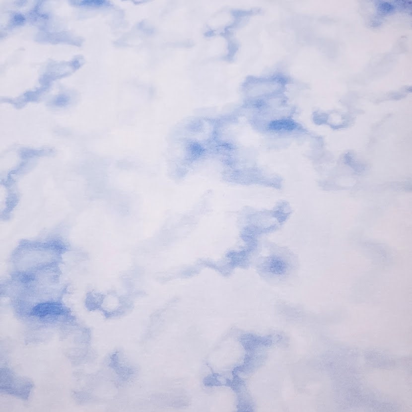 Cotton Spandex Knit by Riley Blake: Denim Blue Tone Tie Dye Print. Fun and Popular Stretch Knit Fabric. 4-way Stretch. Sold by the 1/2 yard.