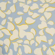 Load image into Gallery viewer, Swimwear Fabric: Nylon Spandex Knit, Pretty Blue with White and Yellow Print. Nice Quality Activewear and Swim Fabric. Sold by the 1/2 yard
