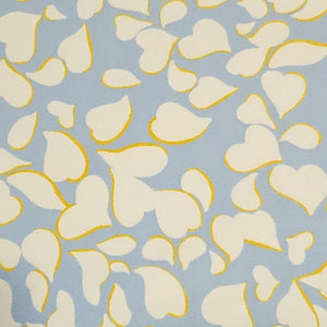 Swimwear Fabric: Nylon Spandex Knit, Pretty Blue with White and Yellow Print. Nice Quality Activewear and Swim Fabric. Sold by the 1/2 yard