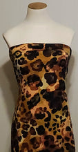 Load image into Gallery viewer, Animal Cheetah Print Double Brushed Polyester Knit Fabric, DBP, 4-Way Stretch, Black Brown Taupe, Soft and Versatile, Sold by the 1/2 yard
