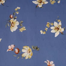 Load image into Gallery viewer, Ivory and Blue Floral Double Brushed Knit Fabric, Pretty and Fun Fabric, DBP, 4-Way Stretch, So Soft and Versatile, Sold by the 1/2 yard
