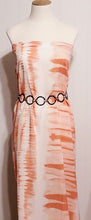 Load image into Gallery viewer, Rayon Challis Fabric Coral Orange and Ivory Boho Tie Dye Lightweight Rayon Flowy and Fun Woven Rayon Challis Fabric, Sold by the 1/2 yard
