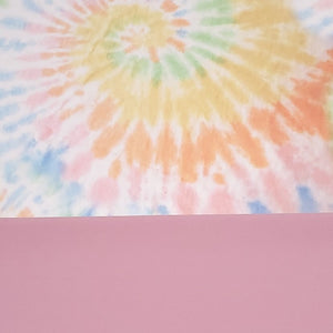 Swimwear Fabric: Nylon Spandex Knit, Fun Boho Rainbow Pastel Tie Dye Print . Nice Quality and Fun Swim Fabric. Sold by the 1/2 yard