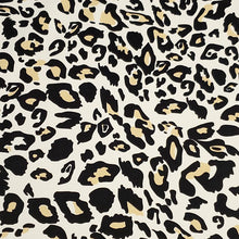 Load image into Gallery viewer, SWIM Fabric: Nylon Spandex Knit, Fun Black, Beige, and White Cheetah Print. Very Nice Quality Activewear and Swimwear. Sold by the 1/2 yard
