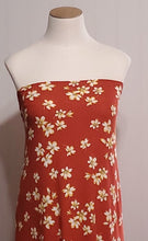 Load image into Gallery viewer, Ribbed Knit Fabric: Pretty 4x2 Rib Rust With Ivory and Yellow Floral Print, Great for any Season. 4-Way Stretch, Sold by the 1/2 yard
