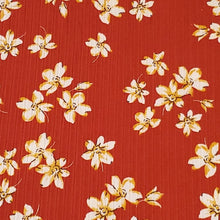 Load image into Gallery viewer, Ribbed Knit Fabric: Pretty 4x2 Rib Rust With Ivory and Yellow Floral Print, Great for any Season. 4-Way Stretch, Sold by the 1/2 yard
