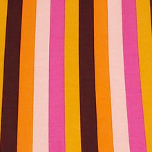 Load image into Gallery viewer, Cotton Spandex Euro Knit Fabric: Fall Pink, Orange, Brown, White Stripe, Excellent Quality Soft Fabric, 4-way stretch .Sold by the 1/2 yard.
