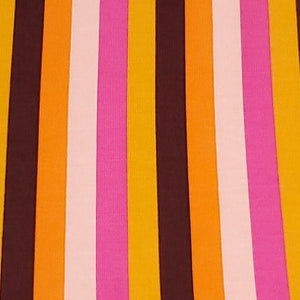 Cotton Spandex Euro Knit Fabric: Fall Pink, Orange, Brown, White Stripe, Excellent Quality Soft Fabric, 4-way stretch .Sold by the 1/2 yard.