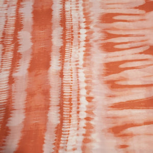 Rayon Challis Fabric Coral Orange and Ivory Boho Tie Dye Lightweight Rayon Flowy and Fun Woven Rayon Challis Fabric, Sold by the 1/2 yard