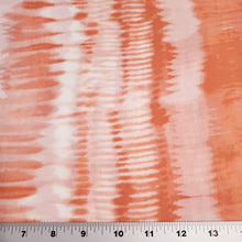 Load image into Gallery viewer, Rayon Challis Fabric Coral Orange and Ivory Boho Tie Dye Lightweight Rayon Flowy and Fun Woven Rayon Challis Fabric, Sold by the 1/2 yard
