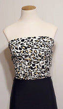 Load image into Gallery viewer, SWIM Fabric: Nylon Spandex Knit, Fun Black, Beige, and White Cheetah Print. Very Nice Quality Activewear and Swimwear. Sold by the 1/2 yard
