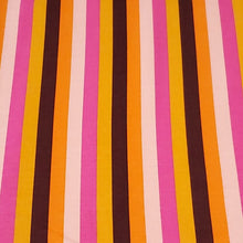 Load image into Gallery viewer, Cotton Spandex Euro Knit Fabric: Fall Pink, Orange, Brown, White Stripe, Excellent Quality Soft Fabric, 4-way stretch .Sold by the 1/2 yard.
