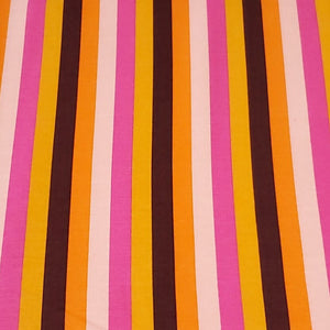 Cotton Spandex Euro Knit Fabric: Fall Pink, Orange, Brown, White Stripe, Excellent Quality Soft Fabric, 4-way stretch .Sold by the 1/2 yard.