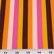 Load image into Gallery viewer, Cotton Spandex Euro Knit Fabric: Fall Pink, Orange, Brown, White Stripe, Excellent Quality Soft Fabric, 4-way stretch .Sold by the 1/2 yard.
