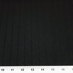 Viscose Spandex Euro Knit Fabric: Solid Black with Rib Texture, Great Quality Soft and Silky Fabric, 4-way stretch. Sold by the 1/2 yard.