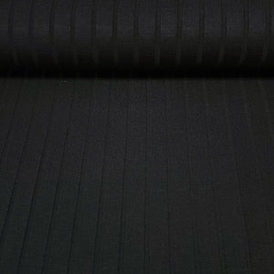 Viscose Spandex Euro Knit Fabric: Solid Black with Rib Texture, Great Quality Soft and Silky Fabric, 4-way stretch. Sold by the 1/2 yard.