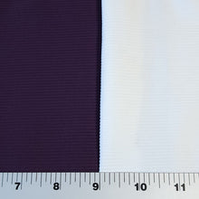 Load image into Gallery viewer, SWIM Fabric: Ribbed Nylon Spandex Knit, White or Purple, Great Quality For Activewear and Swimwear. 43/44 inch width Sold by the 1/2 yard
