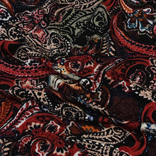 Load image into Gallery viewer, Viscose Spandex Euro Knit Fabric: Beautiful Paisley Print, Excellent Quality Soft and Silky Fabric, 4-way stretch. Sold by the 1/2 yard.
