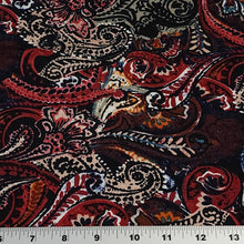 Load image into Gallery viewer, Viscose Spandex Euro Knit Fabric: Beautiful Paisley Print, Excellent Quality Soft and Silky Fabric, 4-way stretch. Sold by the 1/2 yard.
